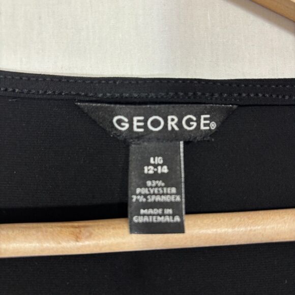 George Faux Wrap Blouse Womens L Black Twist Front Y2K Career Evening Out - Picture 4 of 9